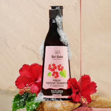 Nat Habit Sulfate-Free Natural Five Oils Hibiscus Hair Growth Shampoo, Navdha Shampoo for Women and Men (Pack of 2 X 250ml)